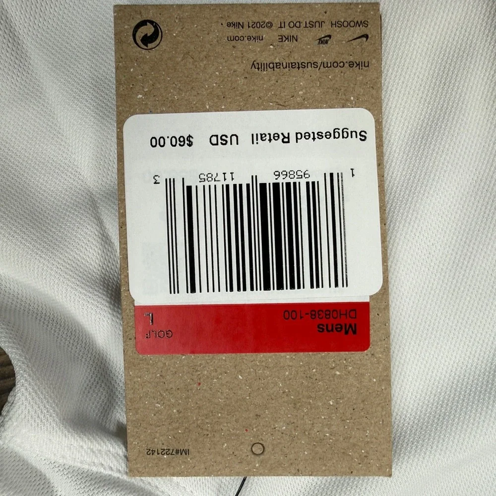 Nike Mens Large Golf Polo White Dri-FIT Blade Collar DH0838-100 New